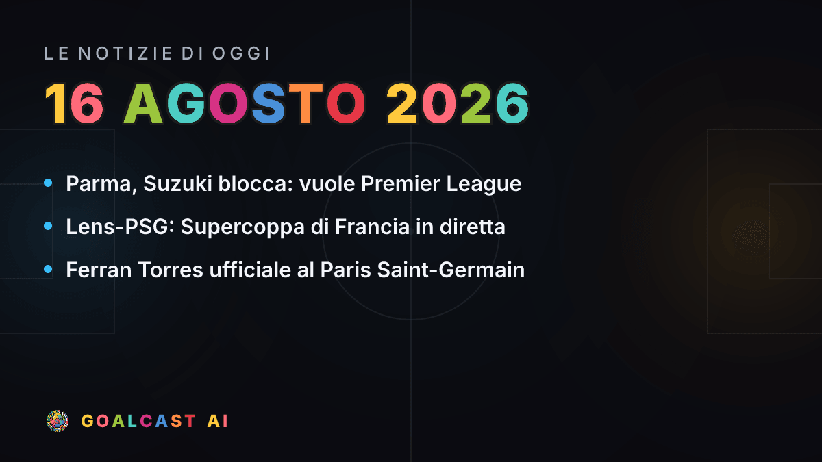 Le notizie di calcio del domenica 16 agosto 2026 in pillole
