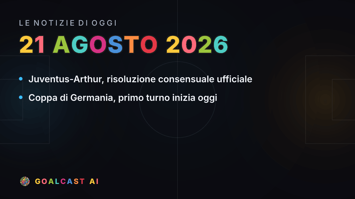 Le notizie di calcio del venerdì 21 agosto 2026 in pillole