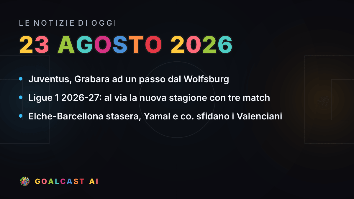 Le notizie di calcio del domenica 23 agosto 2026 in pillole