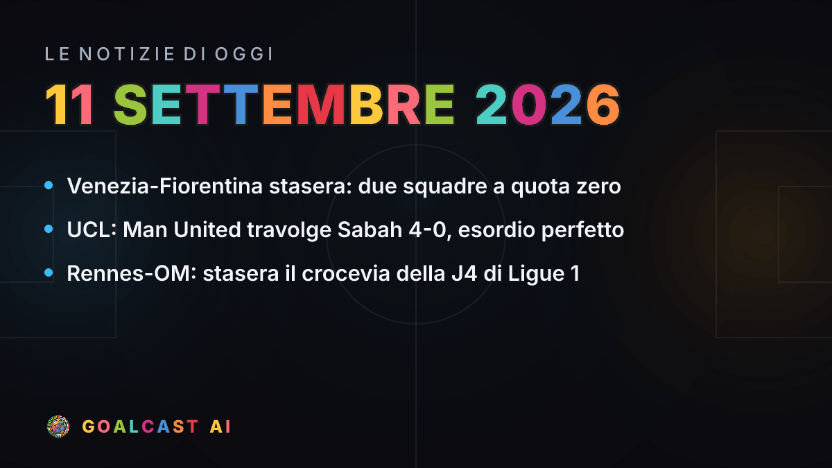 Le notizie di calcio del venerdì 11 settembre 2026 in pillole