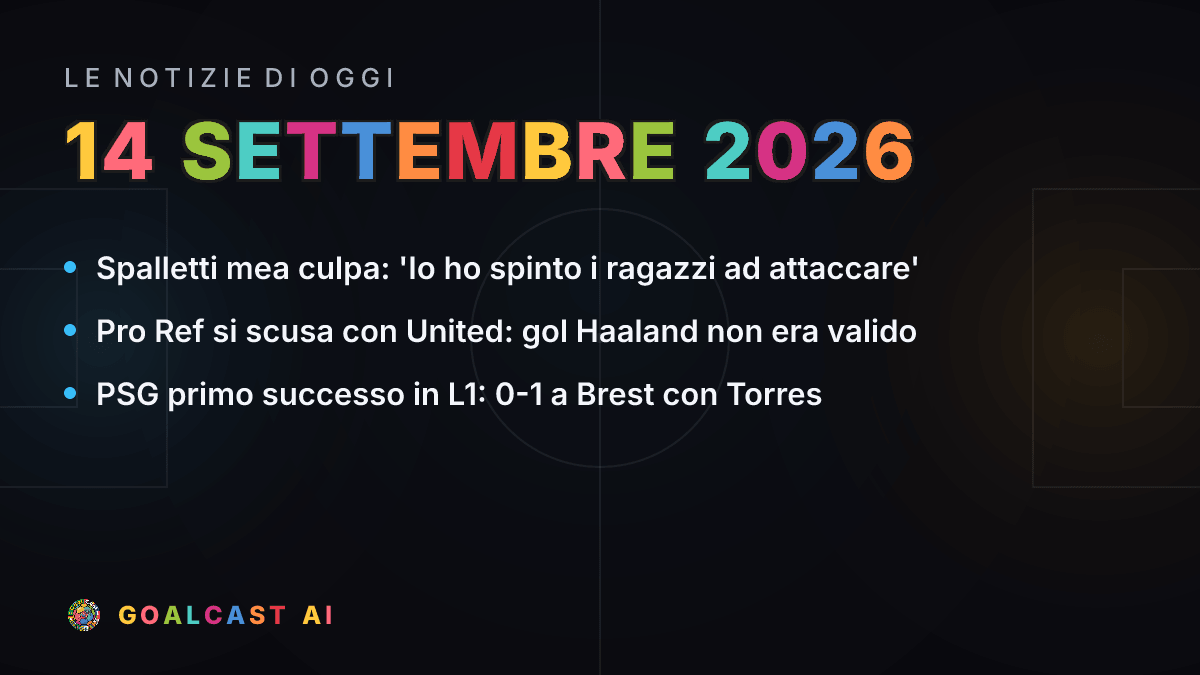 Le notizie di calcio del lunedì 14 settembre 2026 in pillole