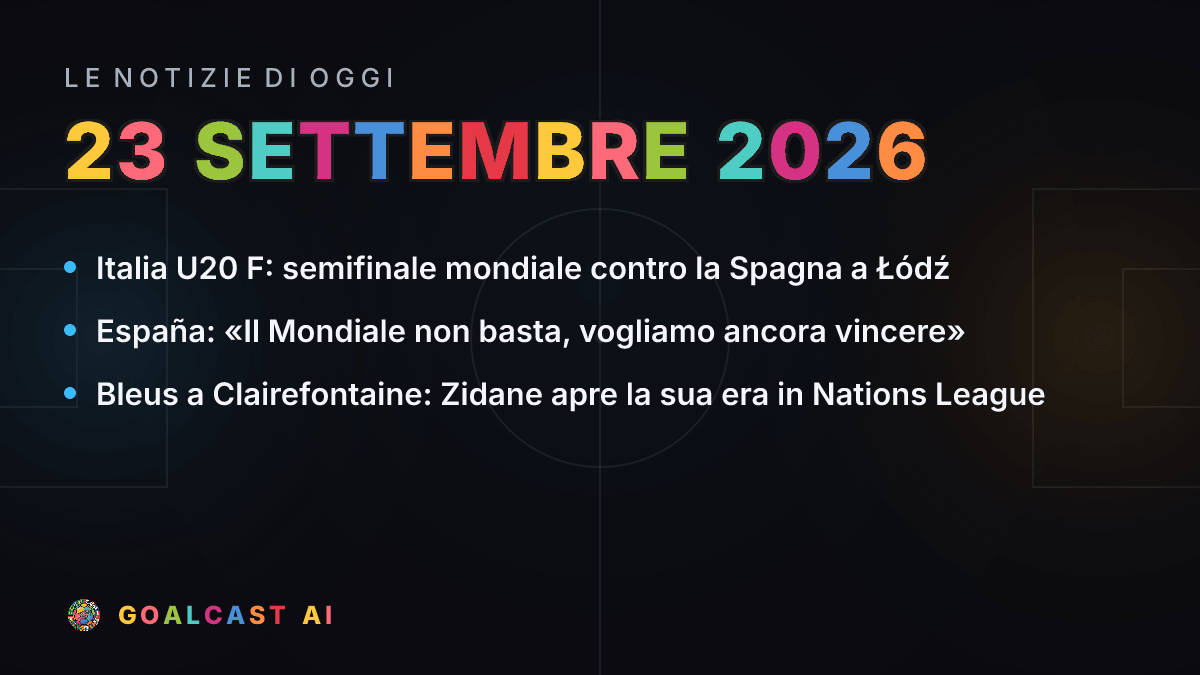 Le notizie di calcio del mercoledì 23 settembre 2026 in pillole