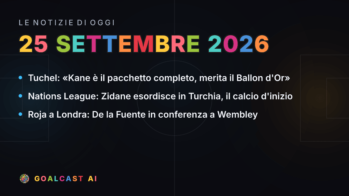 Le notizie di calcio del venerdì 25 settembre 2026 in pillole