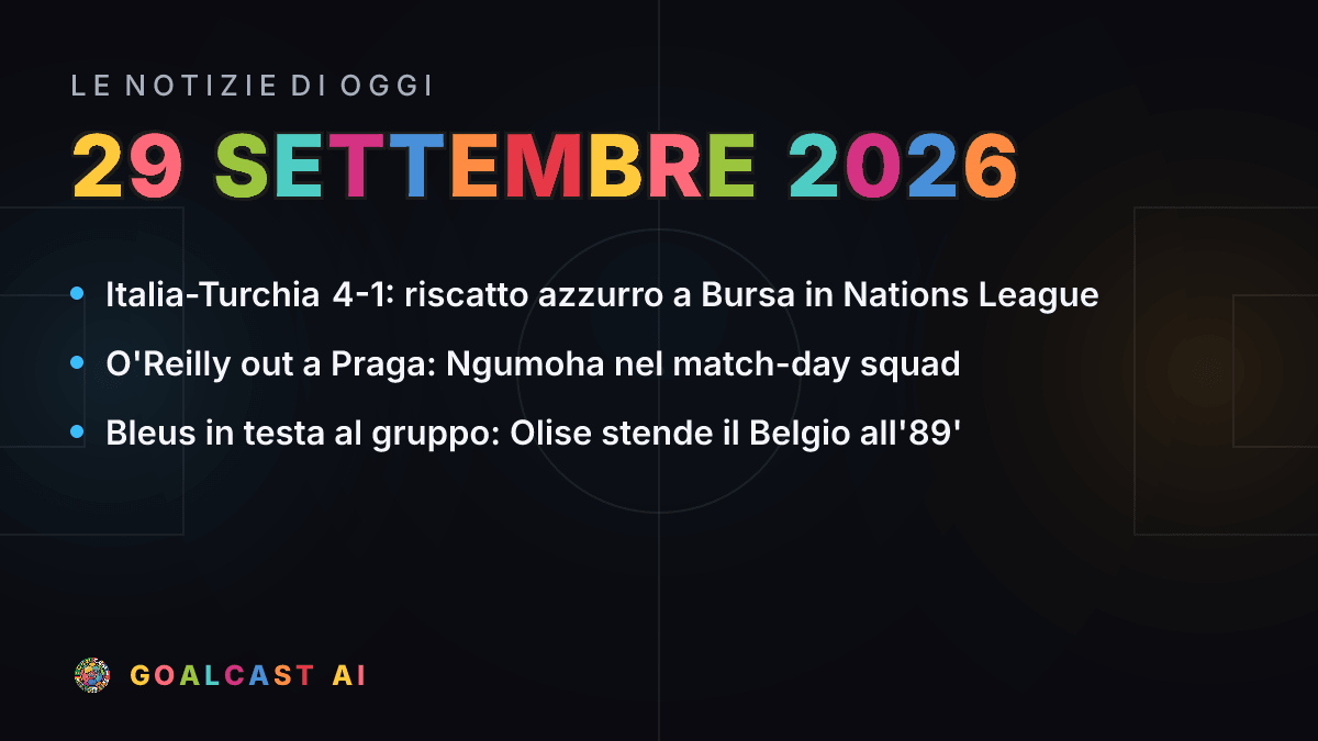 Le notizie di calcio del martedì 29 settembre 2026 in pillole