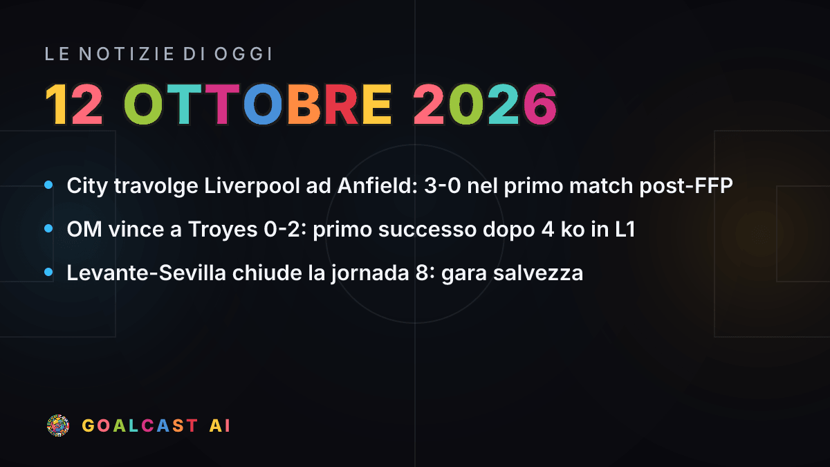 Le notizie di calcio del lunedì 12 ottobre 2026 in pillole