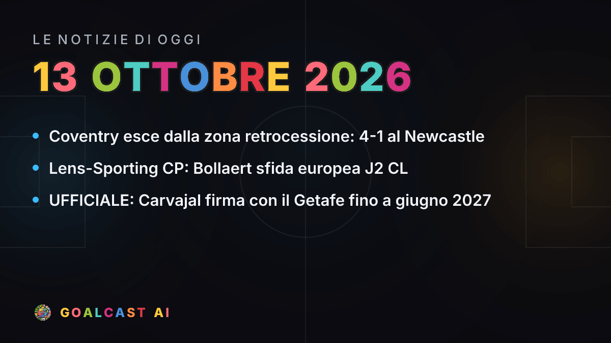 Le notizie di calcio del martedì 13 ottobre 2026 in pillole