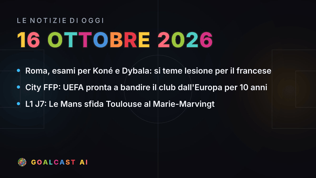 Le notizie di calcio del venerdì 16 ottobre 2026 in pillole