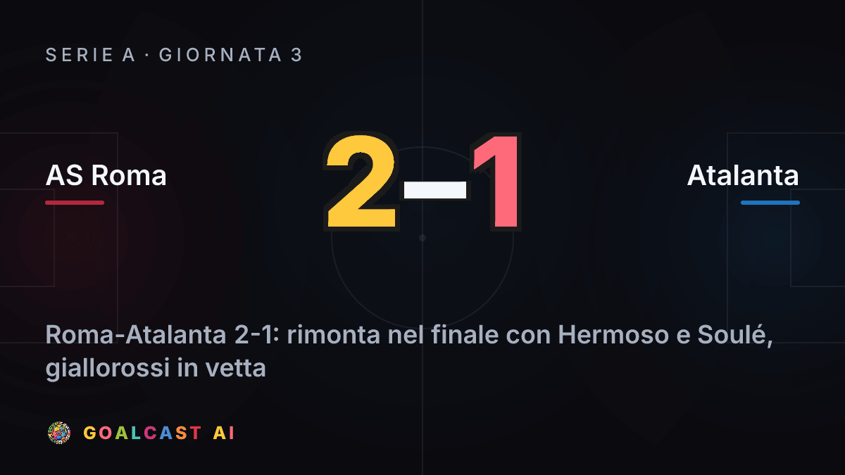 AS Roma 2-1 Atalanta: la card della sintesi