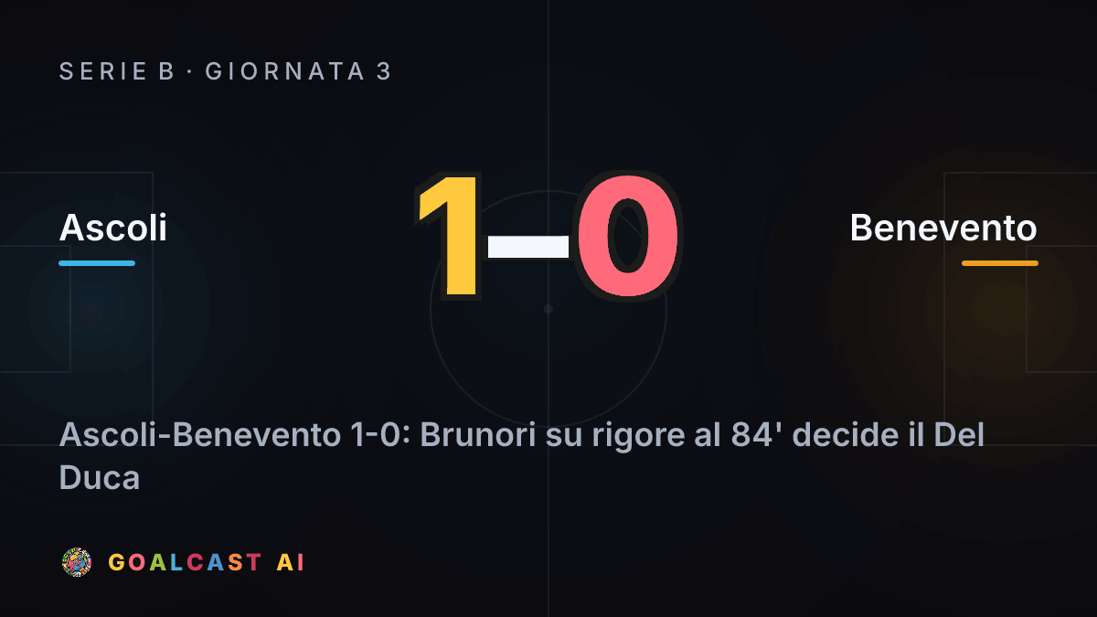 Ascoli 1-0 Benevento: la card della sintesi