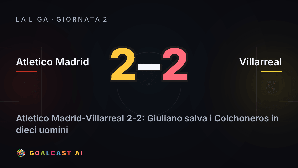 Atletico Madrid 2-2 Villarreal: la card della sintesi
