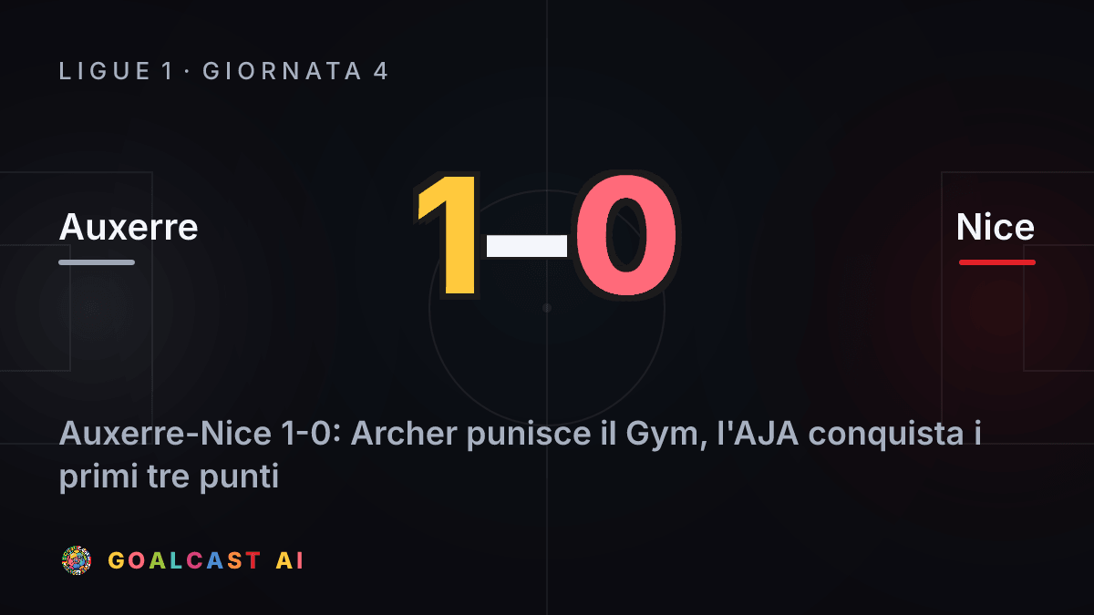 Auxerre 1-0 Nice: la card della sintesi