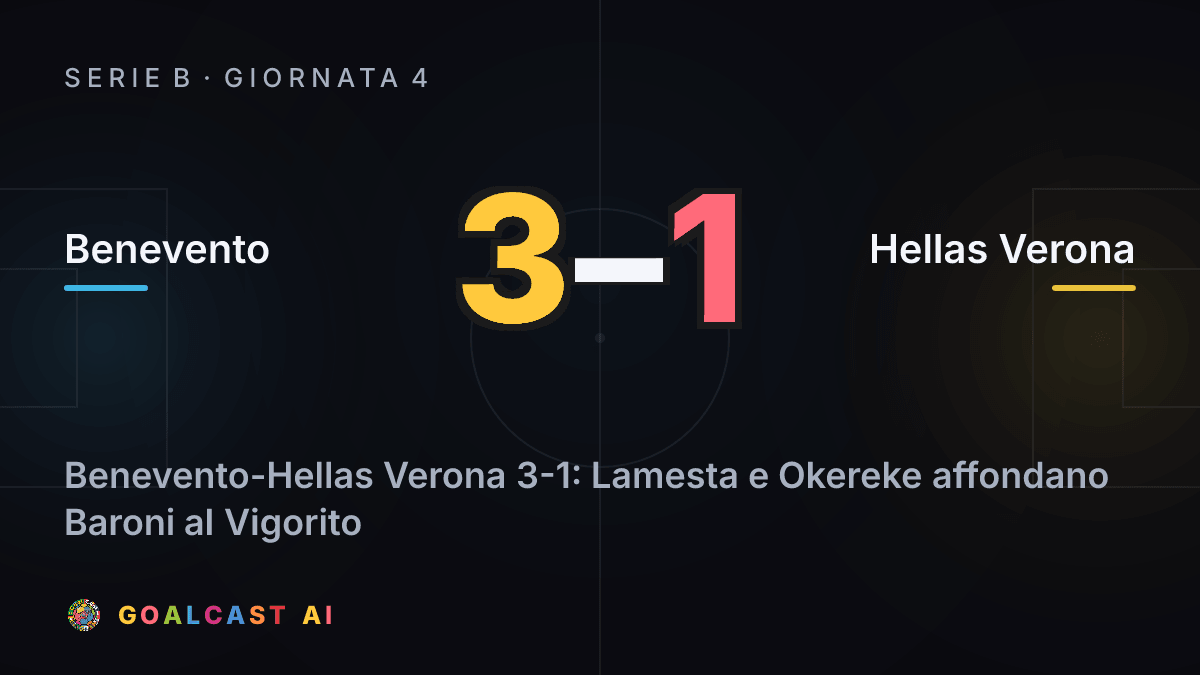 Benevento 3-1 Hellas Verona