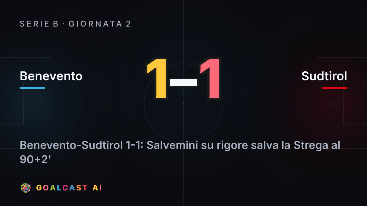 Benevento 1-1 Sudtirol: la card della sintesi