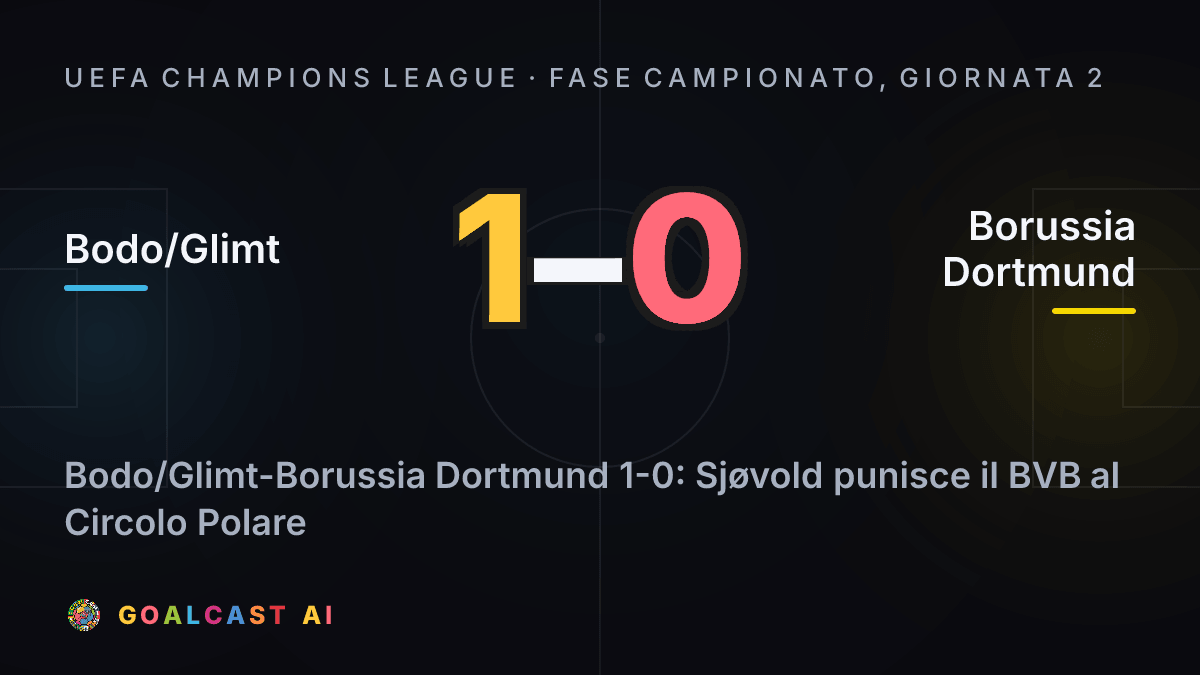 Bodo/Glimt 1-0 Borussia Dortmund: la card della sintesi