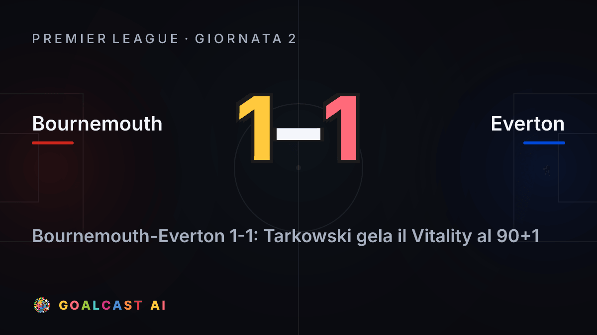 Bournemouth 1-1 Everton: la card della sintesi