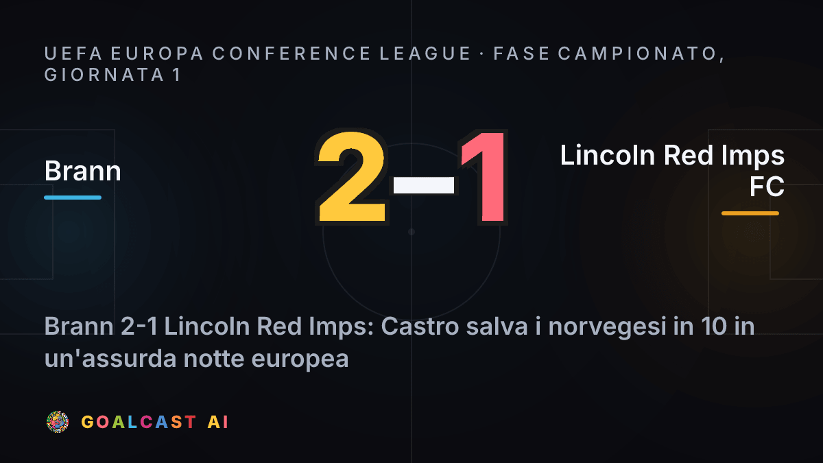 Brann 2-1 Lincoln Red Imps FC: la card della sintesi
