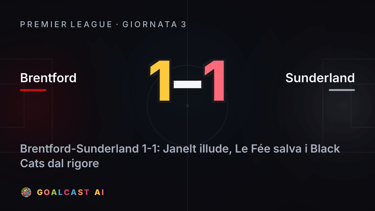 Brentford 1-1 Sunderland: la card della sintesi