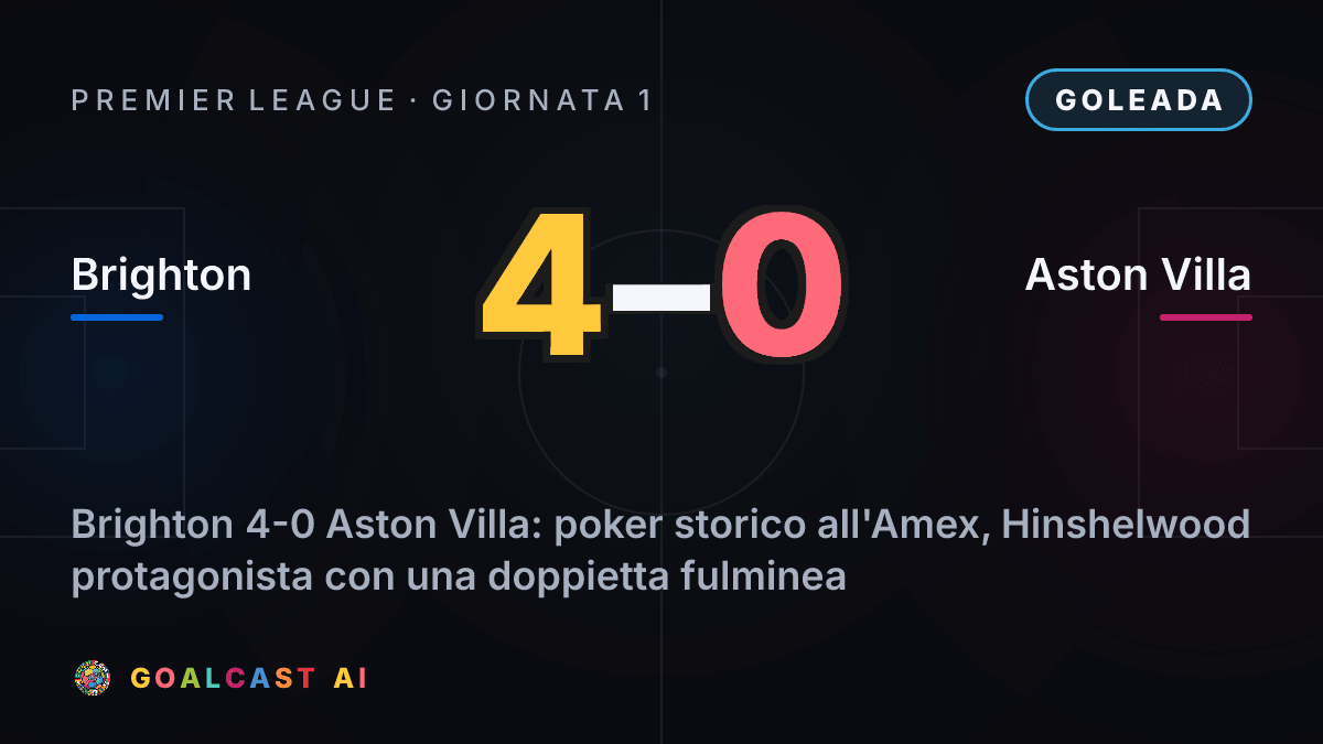 Brighton 4-0 Aston Villa: la card della sintesi