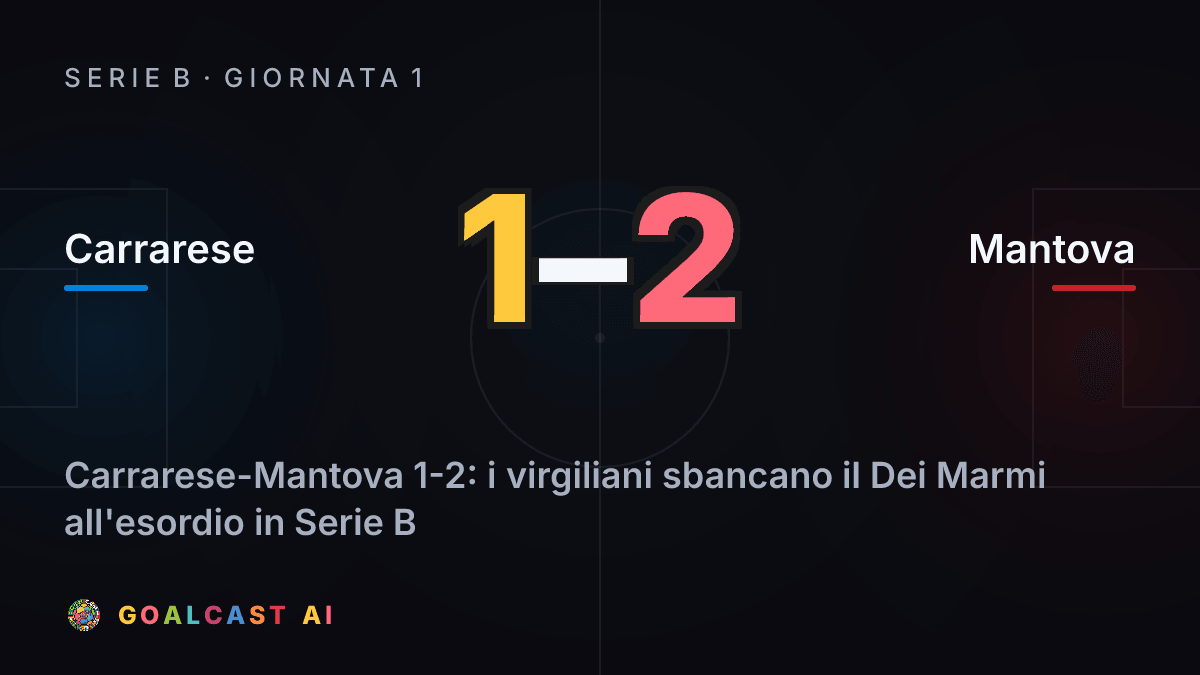 Carrarese 1-2 Mantova: la card della sintesi