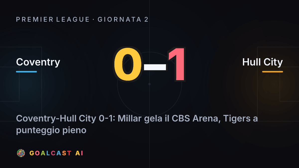 Coventry 0-1 Hull City: la card della sintesi