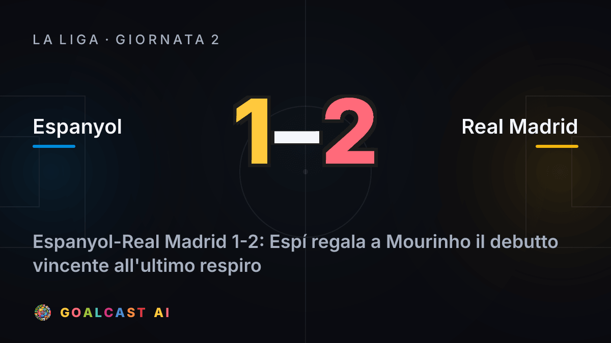 Espanyol 1-2 Real Madrid: la card della sintesi