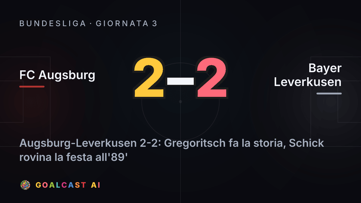 FC Augsburg 2-2 Bayer Leverkusen: la card della sintesi