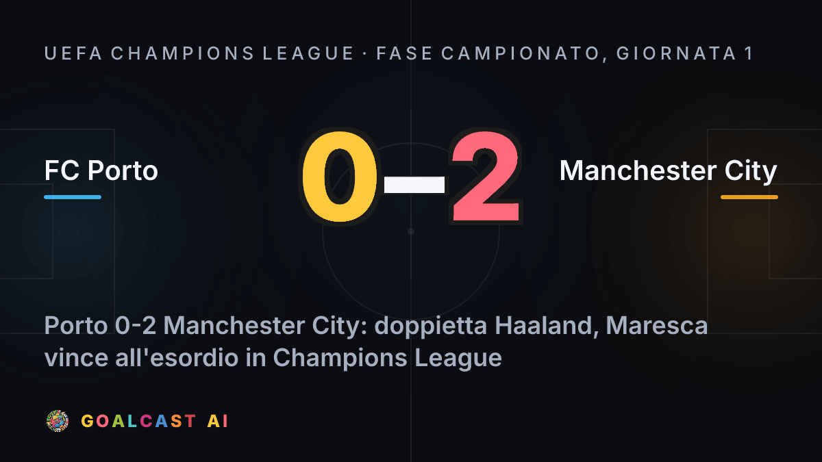 FC Porto 0-2 Manchester City: la card della sintesi