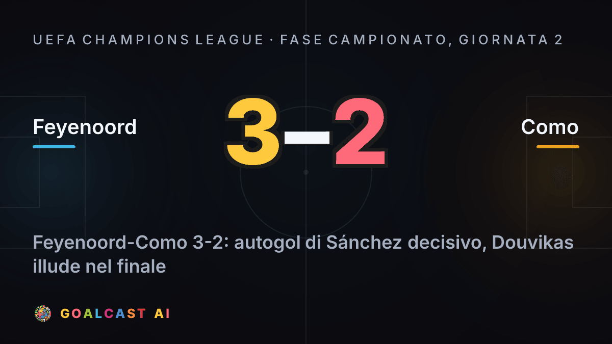 Feyenoord - Como: la card della sintesi