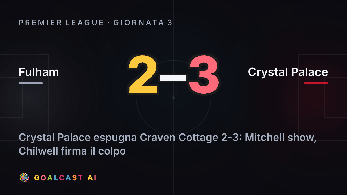 Fulham 2-3 Crystal Palace: la card della sintesi