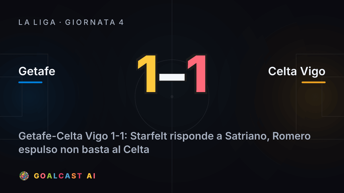 Getafe 1-1 Celta Vigo: la card della sintesi