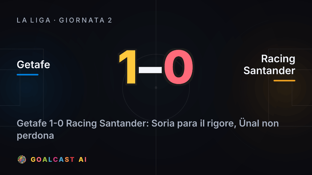 Getafe 1-0 Racing Santander: la card della sintesi