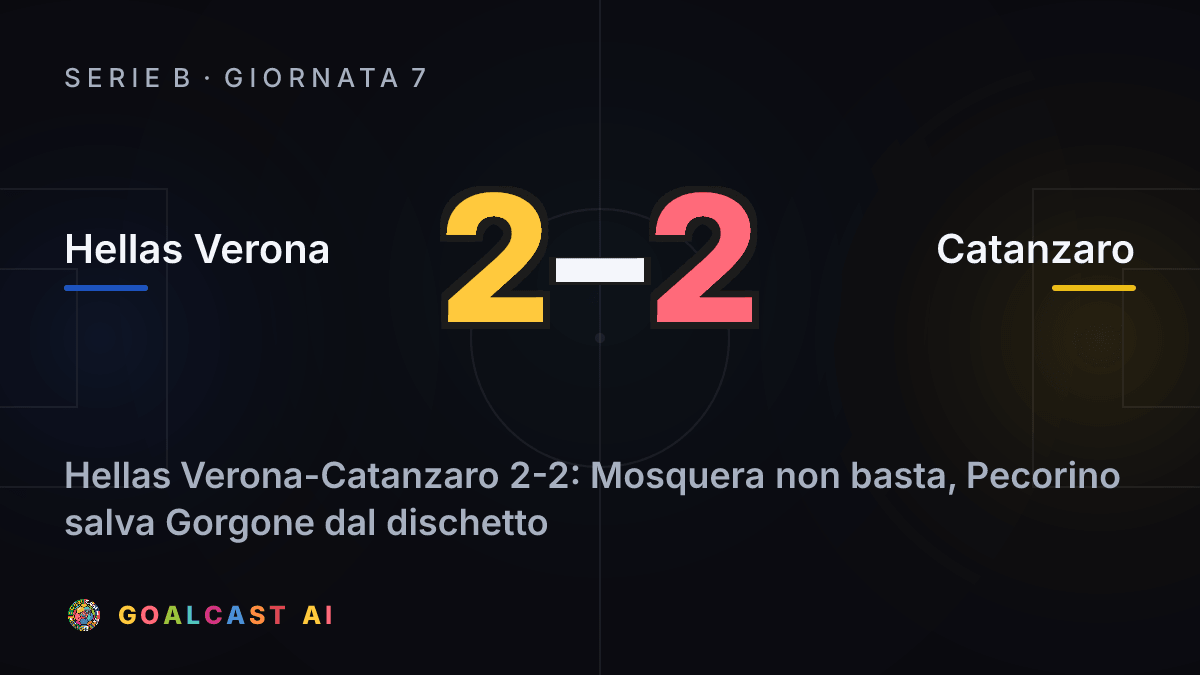 Hellas Verona 2-2 Catanzaro: la card della sintesi