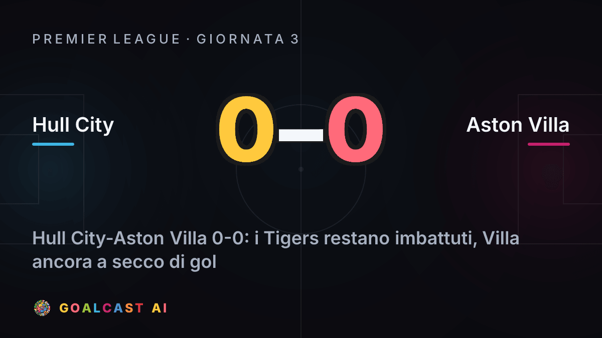Hull City 0-0 Aston Villa: la card della sintesi