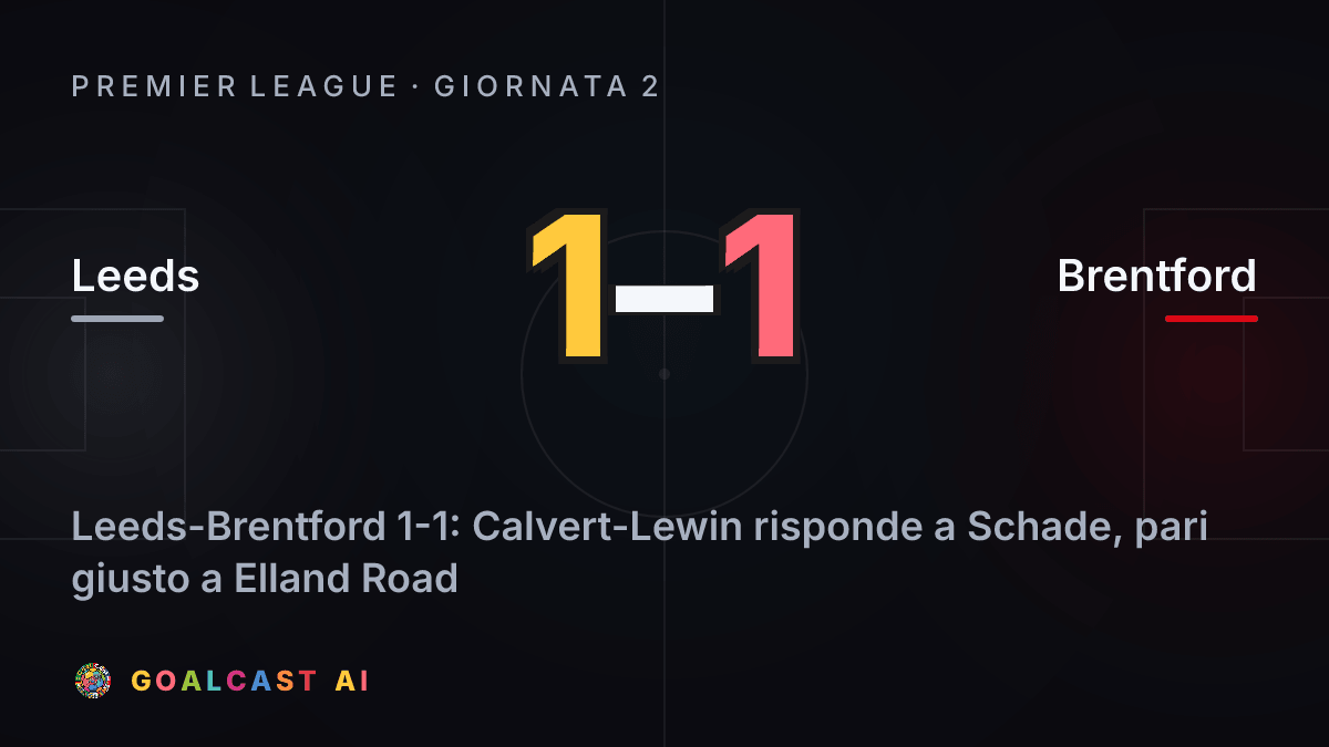Leeds 1-1 Brentford: la card della sintesi