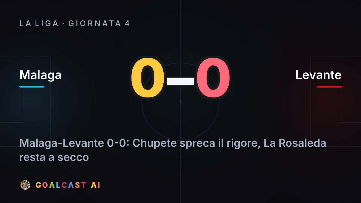 Malaga 0-0 Levante: la card della sintesi