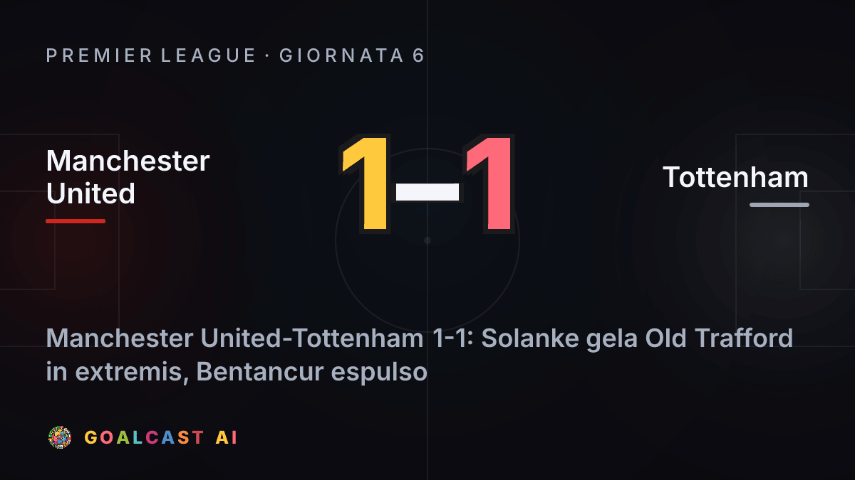 Manchester United - Tottenham: la card della sintesi