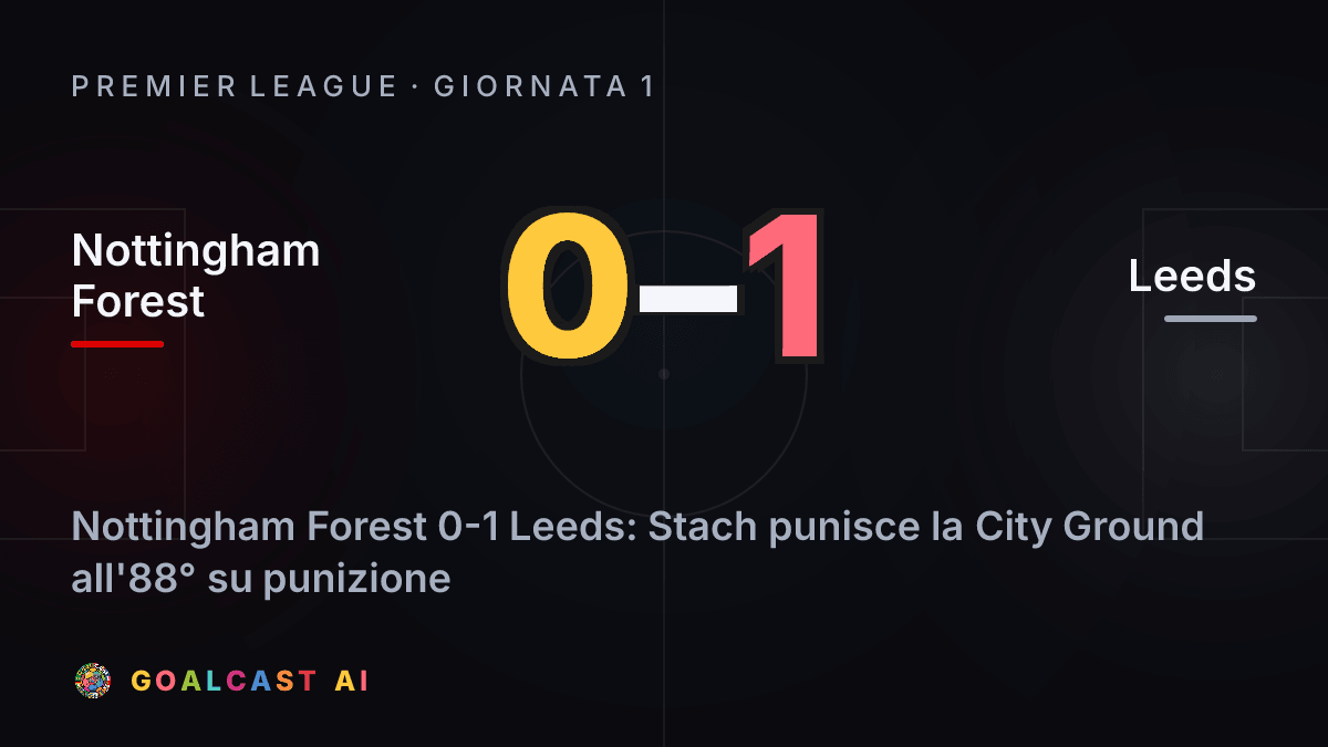 Nottingham Forest 0-1 Leeds: la card della sintesi