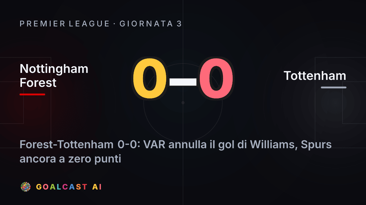 Nottingham Forest 0-0 Tottenham: la card della sintesi