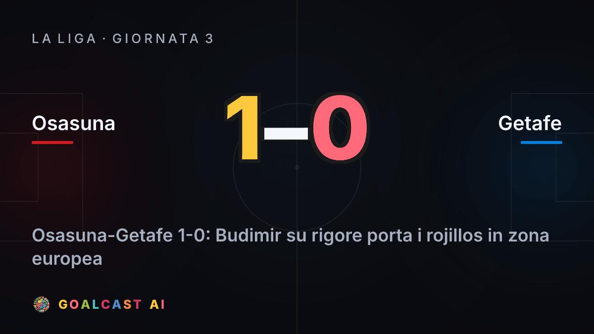 Osasuna 1-0 Getafe: la card della sintesi