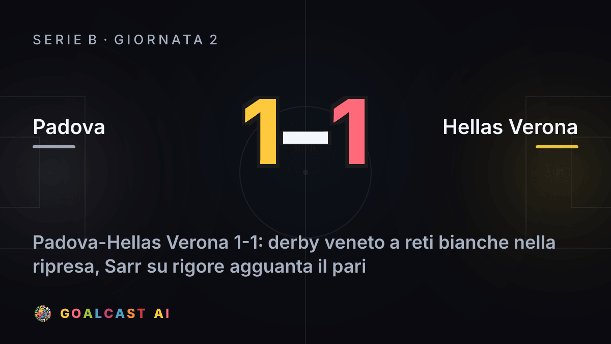 Padova 1-1 Hellas Verona: la card della sintesi