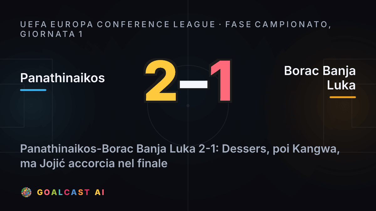 Panathinaikos 2-1 Borac Banja Luka: la card della sintesi