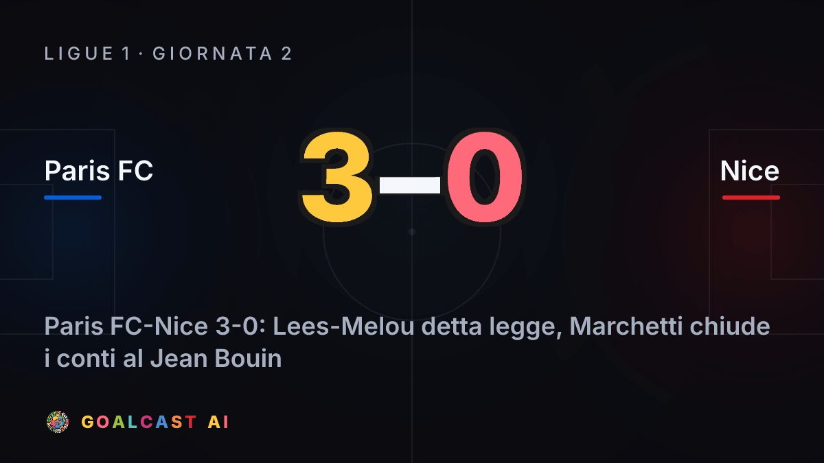 Paris FC 3-0 Nice: la card della sintesi