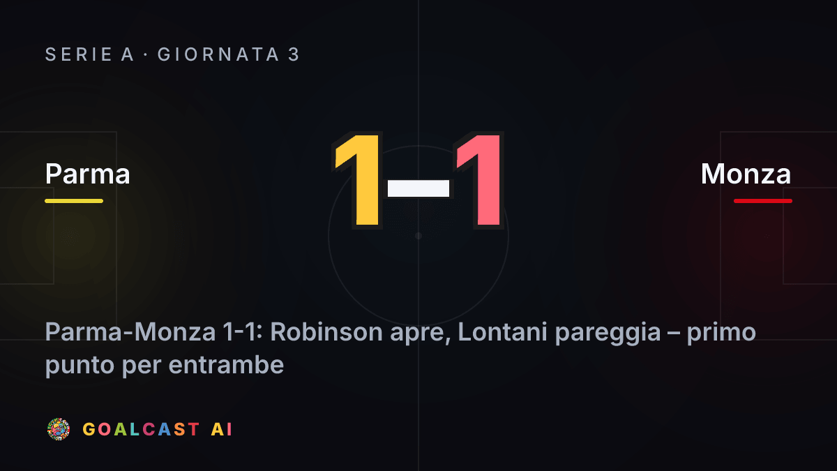 Parma 1-1 Monza: la card della sintesi
