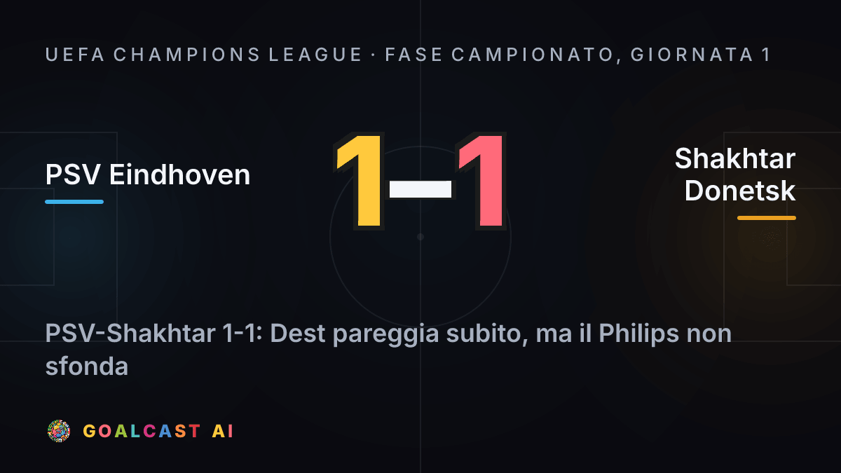 PSV Eindhoven 1-1 Shakhtar Donetsk: la card della sintesi