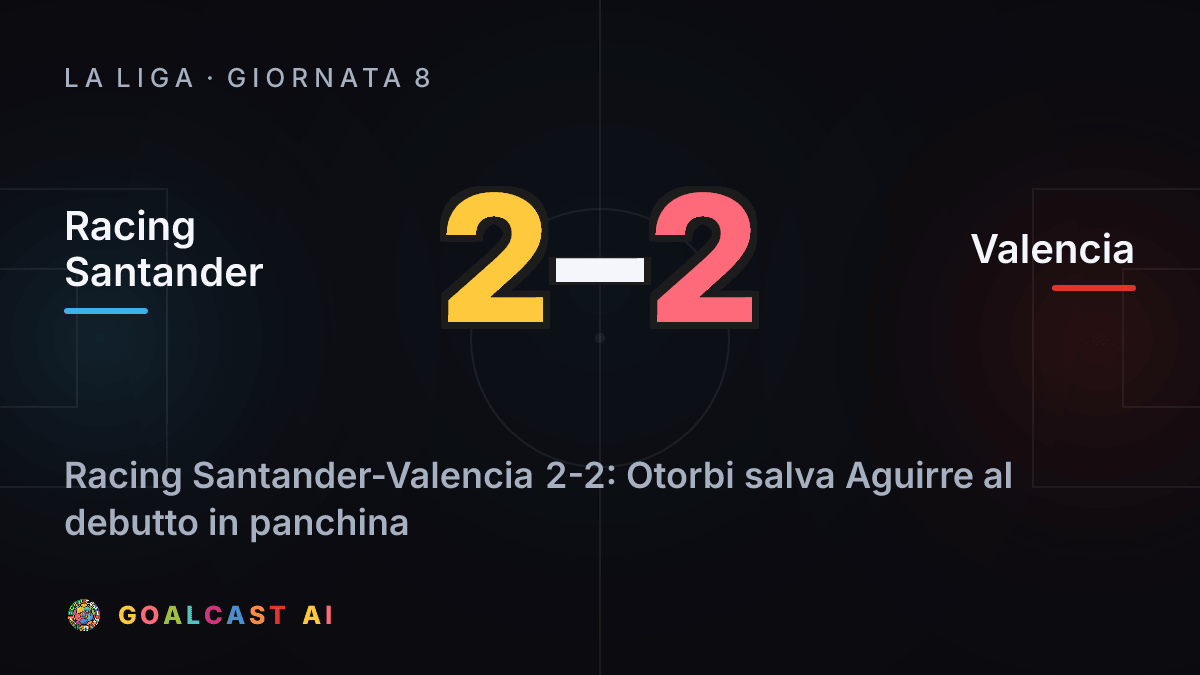 Racing Santander - Valencia: la card della sintesi