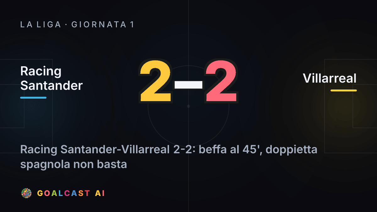Racing Santander 2-2 Villarreal: la card della sintesi