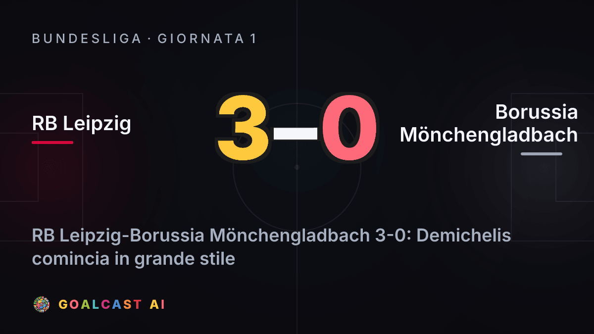 RB Leipzig 3-0 Borussia Mönchengladbach: la card della sintesi