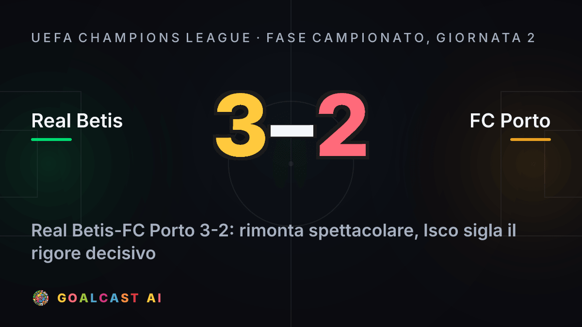 Real Betis - FC Porto: la card della sintesi