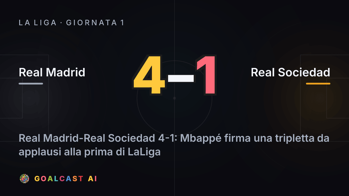Real Madrid 4-1 Real Sociedad: la card della sintesi