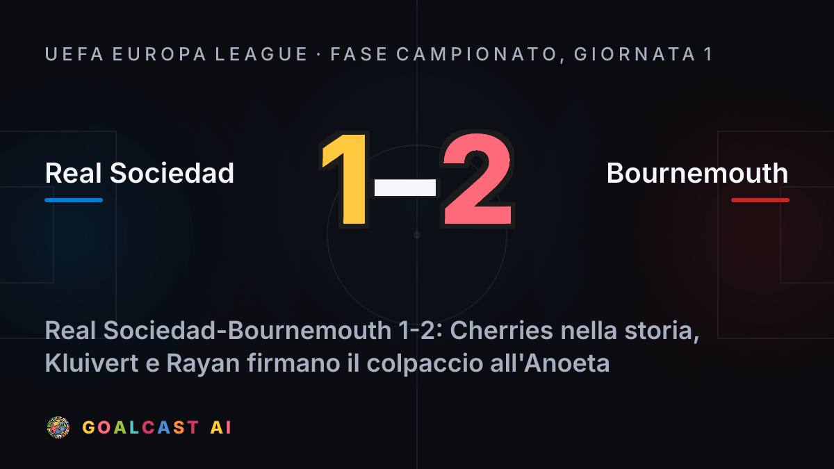 Real Sociedad - Bournemouth: la card della sintesi